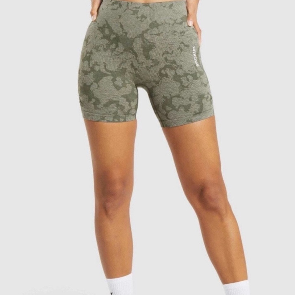 Gymshark Olive Camo Seamless High-Rise Bike Shorts